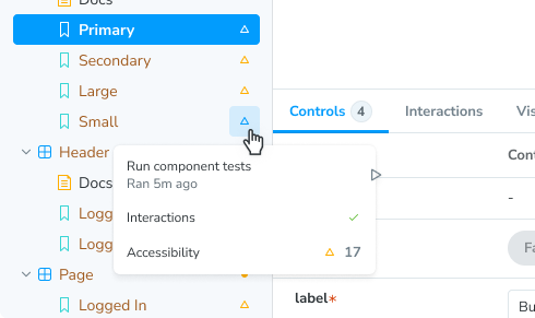 Screenshot of story sidebar item with open menu